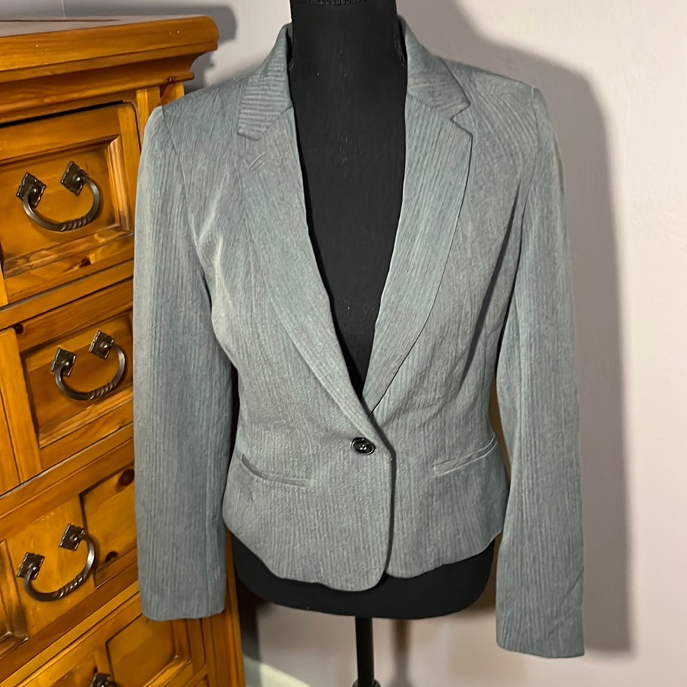A dark grey traditional blazer by Worthington